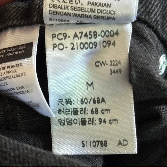 LEVI'S Apron Overalls Black Denim Straight Leg Loose Fit Cotton Size M - Picture 8 of 8